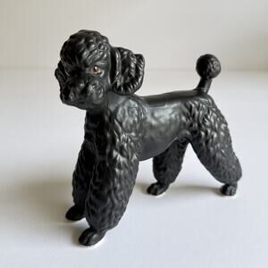 VTG Standing‎ Lefton Black Poodle Dog Figurine H7328 Japan 5.5” Tall {flawed}